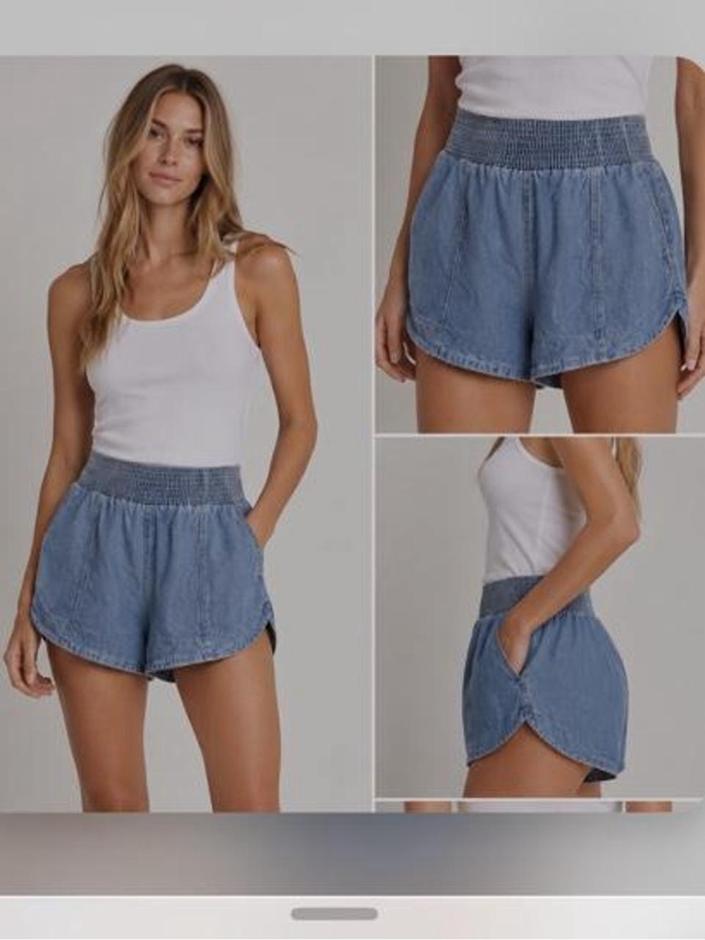 Rails NWOT Smocked-Waist Lightweight Shorts - Denim Color, Size XS